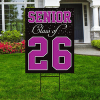 Senior Graduation Yard Sign 2026 - Coroplast Grad Sign, Class Of 2026 Seniors 26 Sign, Graduation 2026 Yard Sign with Metal H-Stake