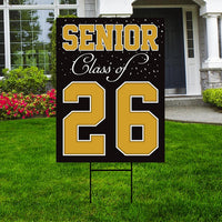 Senior Graduation Yard Sign 2026 - Coroplast Grad Sign, Class Of 2026 Seniors 26 Sign, Graduation 2026 Yard Sign with Metal H-Stake