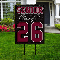 Senior Graduation Yard Sign 2026 - Coroplast Grad Sign, Class Of 2026 Seniors 26 Sign, Graduation 2026 Yard Sign with Metal H-Stake