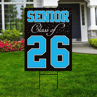 Senior Graduation Yard Sign 2026 - Coroplast Grad Sign, Class Of 2026 Seniors 26 Sign, Graduation 2026 Yard Sign with Metal H-Stake