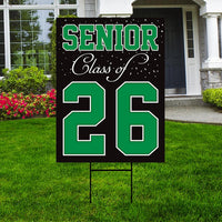 Senior Graduation Yard Sign 2026 - Coroplast Grad Sign, Class Of 2026 Seniors 26 Sign, Graduation 2026 Yard Sign with Metal H-Stake