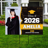 Personalized Graduation Yard Sign 2026 with Photo, 2026 Senior Grad Sign, Class of 2026, Custom Graduation 2026 Yard Sign with Metal H-Stake