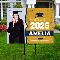 Personalized Graduation Yard Sign 2026 with Photo, 2026 Senior Grad Sign, Class of 2026, Custom Graduation 2026 Yard Sign with Metal H-Stake