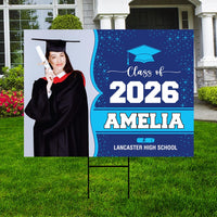 Personalized Graduation Yard Sign 2026 with Photo, 2026 Senior Grad Sign, Class of 2026, Custom Graduation 2026 Yard Sign with Metal H-Stake