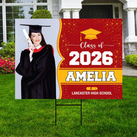 Personalized Graduation Yard Sign 2026 with Photo, 2026 Senior Grad Sign, Class of 2026, Custom Graduation 2026 Yard Sign with Metal H-Stake