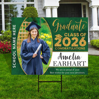 Personalized Graduation Yard Sign 2026 with Photo - Grad Sign, Class of 2026, Custom Graduation 2026 Yard Sign with Metal H-Stake
