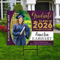 Personalized Graduation Yard Sign 2026 with Photo - Grad Sign, Class of 2026, Custom Graduation 2026 Yard Sign with Metal H-Stake