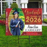 Personalized Graduation Yard Sign 2026 with Photo - Grad Sign, Class of 2026, Custom Graduation 2026 Yard Sign with Metal H-Stake