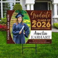 Personalized Graduation Yard Sign 2026 with Photo - Grad Sign, Class of 2026, Custom Graduation 2026 Yard Sign with Metal H-Stake