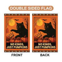 Subtle Anti-Trump Halloween No Kings Garden Flag, Spooky Season Resist Fascism Yard Flag, Black Cat Political, Harvest Fall Outdoor Flag