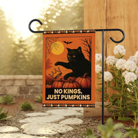 Subtle Anti-Trump Halloween No Kings Garden Flag, Spooky Season Resist Fascism Yard Flag, Black Cat Political, Harvest Fall Outdoor Flag