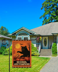 Subtle Anti-Trump Halloween No Kings Garden Flag, Spooky Season Resist Fascism Yard Flag, Black Cat Political, Harvest Fall Outdoor Flag