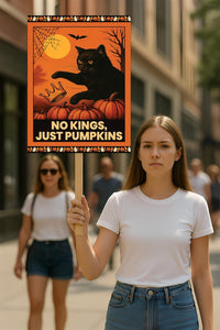 Subtle Anti-Trump Halloween Black Cat, No Kings In America Protest Sign, Anti-Trump, Political Activist Poster, Resist Fascism Rally Sign