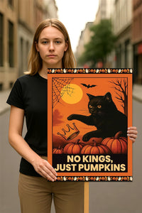 Subtle Anti-Trump Halloween Black Cat, No Kings In America Protest Sign, Anti-Trump, Political Activist Poster, Resist Fascism Rally Sign