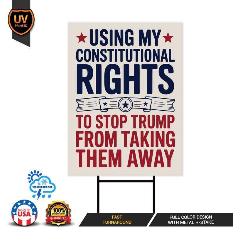 No Kings In America Yard Sign - Resist Hate Lawn Sign, Anti-Trump Sign, Resist Racism, Resist Fascism Yard Sign with Metal H-Stake