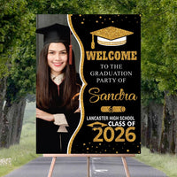 Personalized Graduation Welcome Sign, Custom Class of 2026 Party Sign with Photo, Graduation 2026 Decor, Congrats Grad Sign, Senior 26 Party