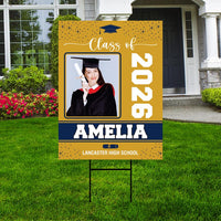 Personalized Graduation Yard Sign 2026 with Photo, 2026 Senior Grad Sign, Class of 2026, Custom Graduation 2026 Yard Sign with Metal H-Stake