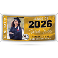 Graduation 2026 Personalized Banner Sign With Photo - 13 Oz Heavy Duty Waterproof Class of 2026, Graduation Vinyl Banner With Metal Grommets
