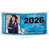 Graduation 2026 Personalized Banner Sign With Photo - 13 Oz Heavy Duty Waterproof Class of 2026, Graduation Vinyl Banner With Metal Grommets