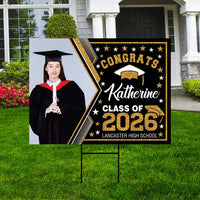 Personalized Graduation Yard Sign 2026 with Photo - Grad Sign, Class of 2026, Custom Graduation 2026 Yard Sign with Metal H-Stake