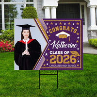 Personalized Graduation Yard Sign 2026 with Photo - Grad Sign, Class of 2026, Custom Graduation 2026 Yard Sign with Metal H-Stake