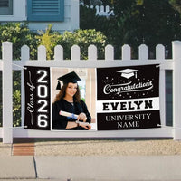 Graduation 2026 Personalized Banner Sign With Photo - 13 Oz Heavy Duty Waterproof Class of 2026, Graduation Vinyl Banner With Metal Grommets