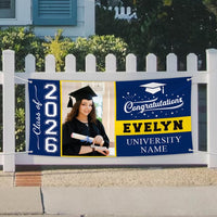 Graduation 2026 Personalized Banner Sign With Photo - 13 Oz Heavy Duty Waterproof Class of 2026, Graduation Vinyl Banner With Metal Grommets