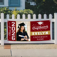 Graduation 2026 Personalized Banner Sign With Photo - 13 Oz Heavy Duty Waterproof Class of 2026, Graduation Vinyl Banner With Metal Grommets