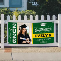 Graduation 2026 Personalized Banner Sign With Photo - 13 Oz Heavy Duty Waterproof Class of 2026, Graduation Vinyl Banner With Metal Grommets