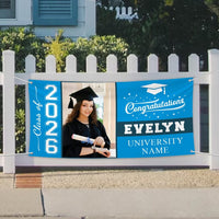 Graduation 2026 Personalized Banner Sign With Photo - 13 Oz Heavy Duty Waterproof Class of 2026, Graduation Vinyl Banner With Metal Grommets