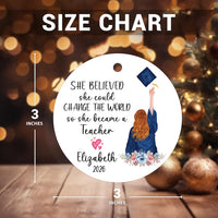 Personalized Teacher Graduation Ornament, Custom Ceramic Keepsake, Education Grad Gift for Her, Daughter, Sister, Best Friend, 2026 Ornament