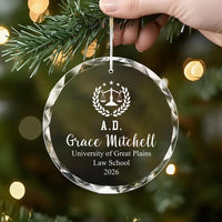 Law Degree Graduation Crystal Ornament, Personalized Lawyer Gift, Custom Class of 2026 Keepsake, Law School Grad Christmas Ornament