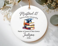Master's Degree Graduation Ornament, Custom Ceramic Keepsake, MBA Graduation Gift for Him or Her, Class of 2026, Mastered It Grad Decor