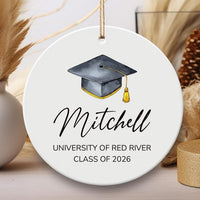 Personalized Graduation Ornament, Custom Ceramic Keepsake, College University High School Gift, Class of 2026, Master's Degree Memory Grad