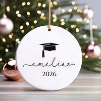 Personalized Graduation Ornament, Ceramic Keepsake Gift, Class of 2026 College Graduation, Master’s or PhD Degree Present, Custom Grad Gift