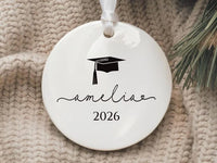 Personalized Graduation Ornament, Ceramic Keepsake Gift, Class of 2026 College Graduation, Master’s or PhD Degree Present, Custom Grad Gift