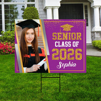 Personalized Graduation Yard Sign 2026 with Photo, 2026 Senior Grad Sign, Class of 2026, Custom Graduation 2026 Yard Sign with Metal H-Stake