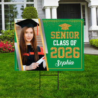 Personalized Graduation Yard Sign 2026 with Photo, 2026 Senior Grad Sign, Class of 2026, Custom Graduation 2026 Yard Sign with Metal H-Stake