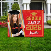 Personalized Graduation Yard Sign 2026 with Photo, 2026 Senior Grad Sign, Class of 2026, Custom Graduation 2026 Yard Sign with Metal H-Stake