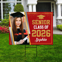 Personalized Graduation Yard Sign 2026 with Photo, 2026 Senior Grad Sign, Class of 2026, Custom Graduation 2026 Yard Sign with Metal H-Stake