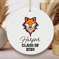 Custom University Ornament, Graduation College Ceramic Keepsake, Class of 2026 Gift, College Logo Ornament, Personalized Graduate Decor