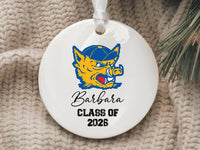 Custom University Ornament, Graduation College Ceramic Keepsake, Class of 2026 Gift, College Logo Ornament, Personalized Graduate Decor