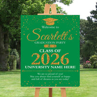 Custom Congrats Graduation Welcome Sign, Personalized Class of 2026 Graduate High School Senior Foamcore Sign, Custom Color Grad Party Sign