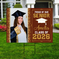 Personalized Graduation Yard Sign 2026 with Photo, 2026 Senior Grad Sign, Class of 2026, Custom Graduation 2026 Yard Sign with Metal H-Stake