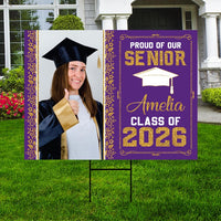Personalized Graduation Yard Sign 2026 with Photo, 2026 Senior Grad Sign, Class of 2026, Custom Graduation 2026 Yard Sign with Metal H-Stake