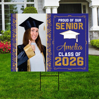 Personalized Graduation Yard Sign 2026 with Photo, 2026 Senior Grad Sign, Class of 2026, Custom Graduation 2026 Yard Sign with Metal H-Stake