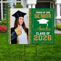 Personalized Graduation Yard Sign 2026 with Photo, 2026 Senior Grad Sign, Class of 2026, Custom Graduation 2026 Yard Sign with Metal H-Stake