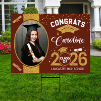 Personalized Graduation Yard Sign 2026 with Photo, 2026 Senior Grad Sign, Class of 2026, Custom Graduation 2026 Yard Sign with Metal H-Stake