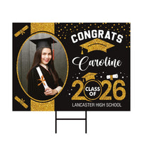 Personalized Graduation Yard Sign 2026 with Photo, 2026 Senior Grad Sign, Class of 2026, Custom Graduation 2026 Yard Sign with Metal H-Stake