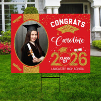 Personalized Graduation Yard Sign 2026 with Photo, 2026 Senior Grad Sign, Class of 2026, Custom Graduation 2026 Yard Sign with Metal H-Stake